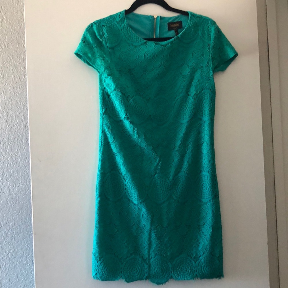 Laundry by Shelli Segal casual teal lace dress, size 2